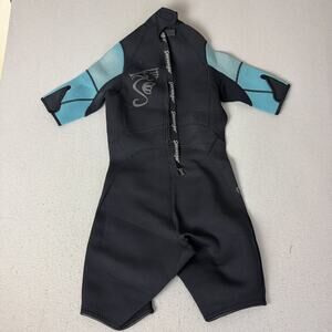 Seavenger Women’s Shorty Wetsuit Size M Black Teal 3mm Neoprene Surf Dive